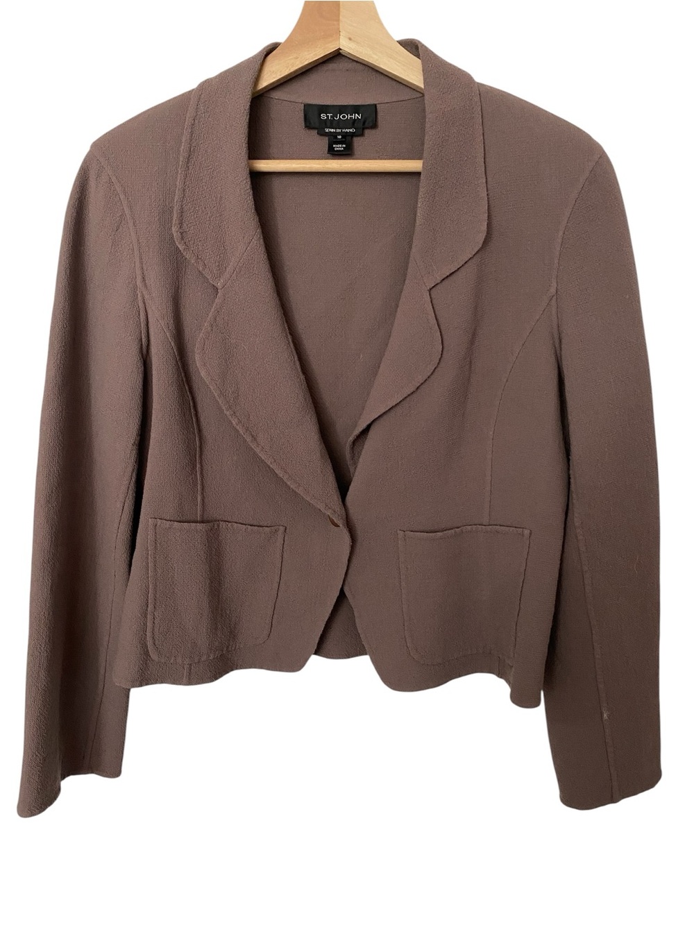 ST.jJOHN HAND SEWN  100% WOOL ONE BUTTON JACKET SZ 10 - Picture 2 of 5